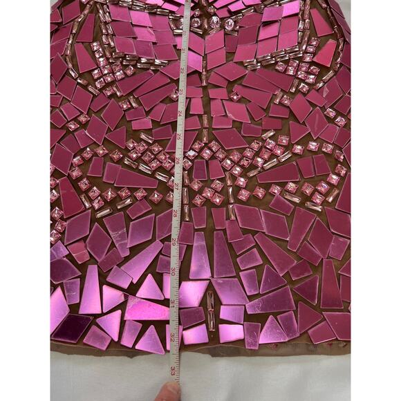 Grisha Acrylic Mirror Cutout Mini Dress Sz Small Pink Festival Rave Love Island - Picture 12 of 14